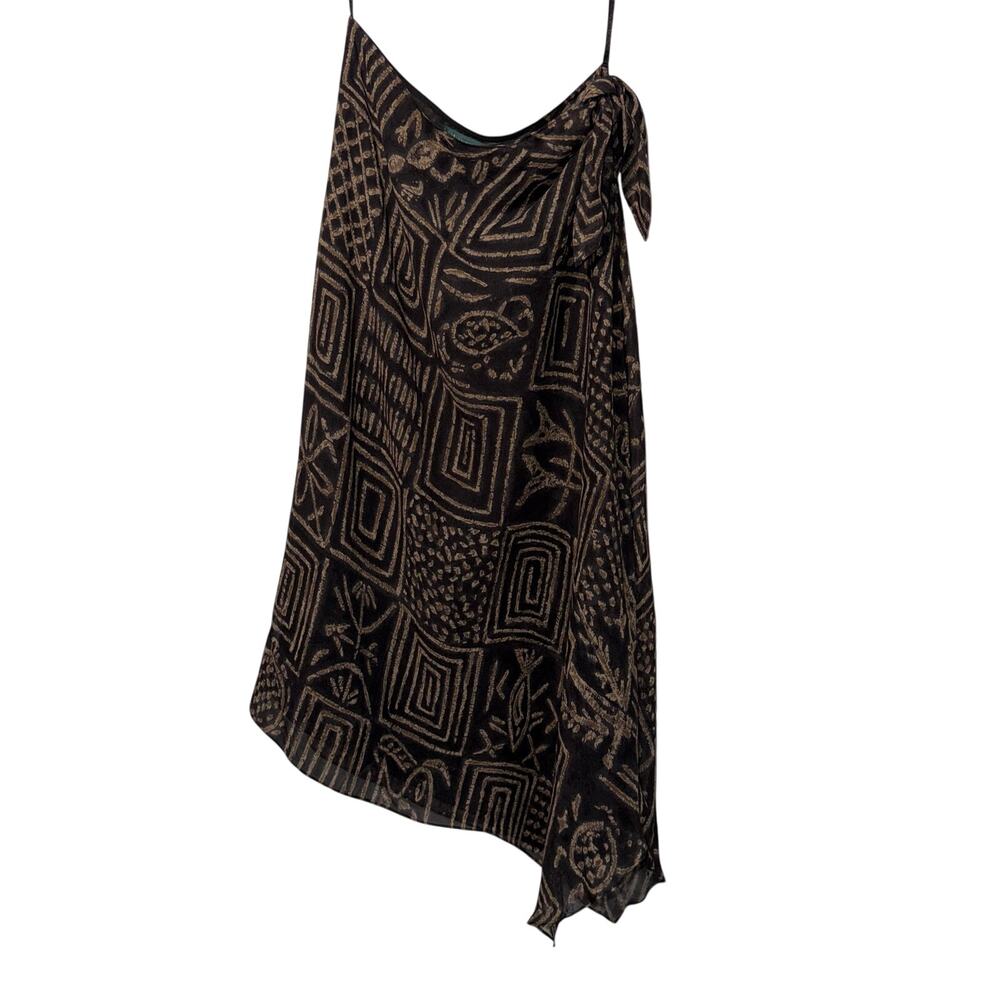 Lauren Ralph Lauren Silk Geometric Asymmetrical Handkerchief Hem Dress Sz M